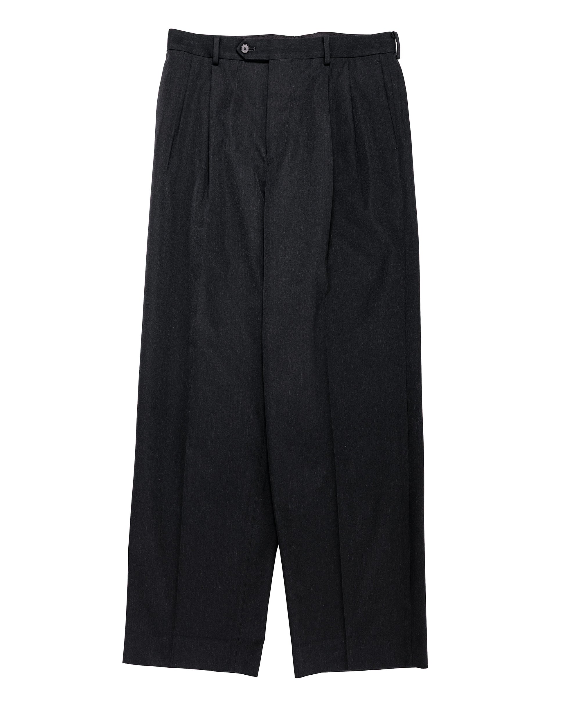 Auralee Light Wool Max Gabardine Two-Tuck Slacks Top Black