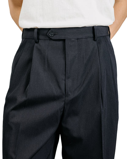Auralee Light Wool Max Gabardine Two-Tuck Slacks Top Black