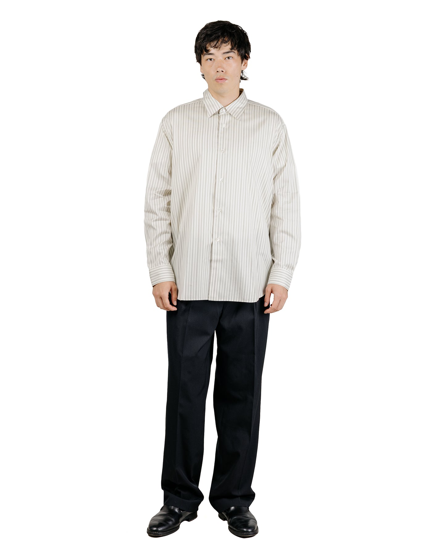 Auralee Light Wool Max Gabardine Two-Tuck Slacks Top Black