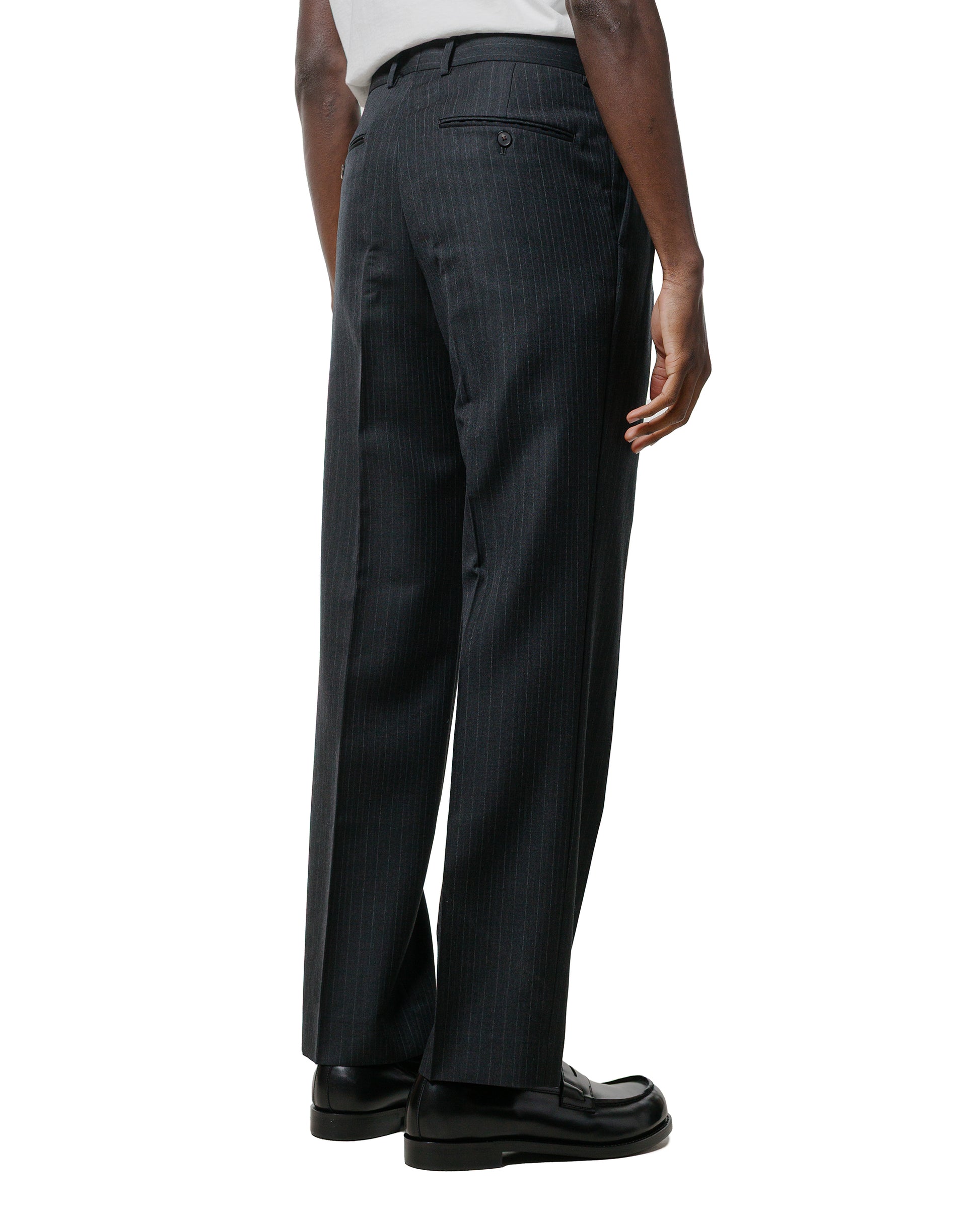 lost & found Auralee Auralee Bluefaced Wool Two-Tuck Slacks Charcoal Navy Stripe