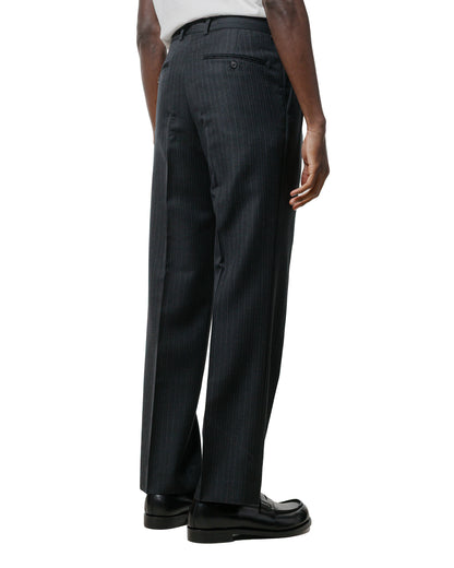 lost & found Auralee Auralee Bluefaced Wool Two-Tuck Slacks Charcoal Navy Stripe