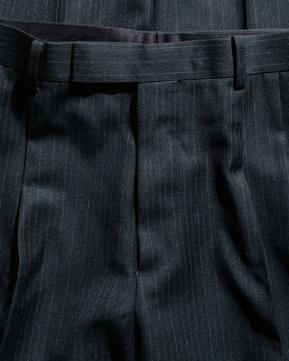 lost & found Auralee Auralee Bluefaced Wool Two-Tuck Slacks Charcoal Navy Stripe
