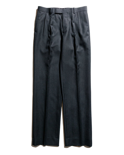 lost & found Auralee Auralee Bluefaced Wool Two-Tuck Slacks Charcoal Navy Stripe