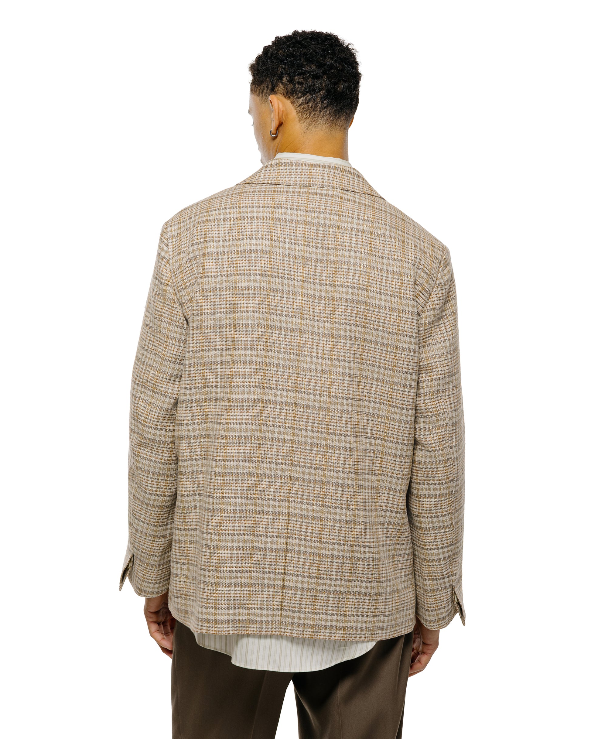 lost & found Auralee Auralee Linen Silk Linen Nep Check Jacket Ivory Beige Check
