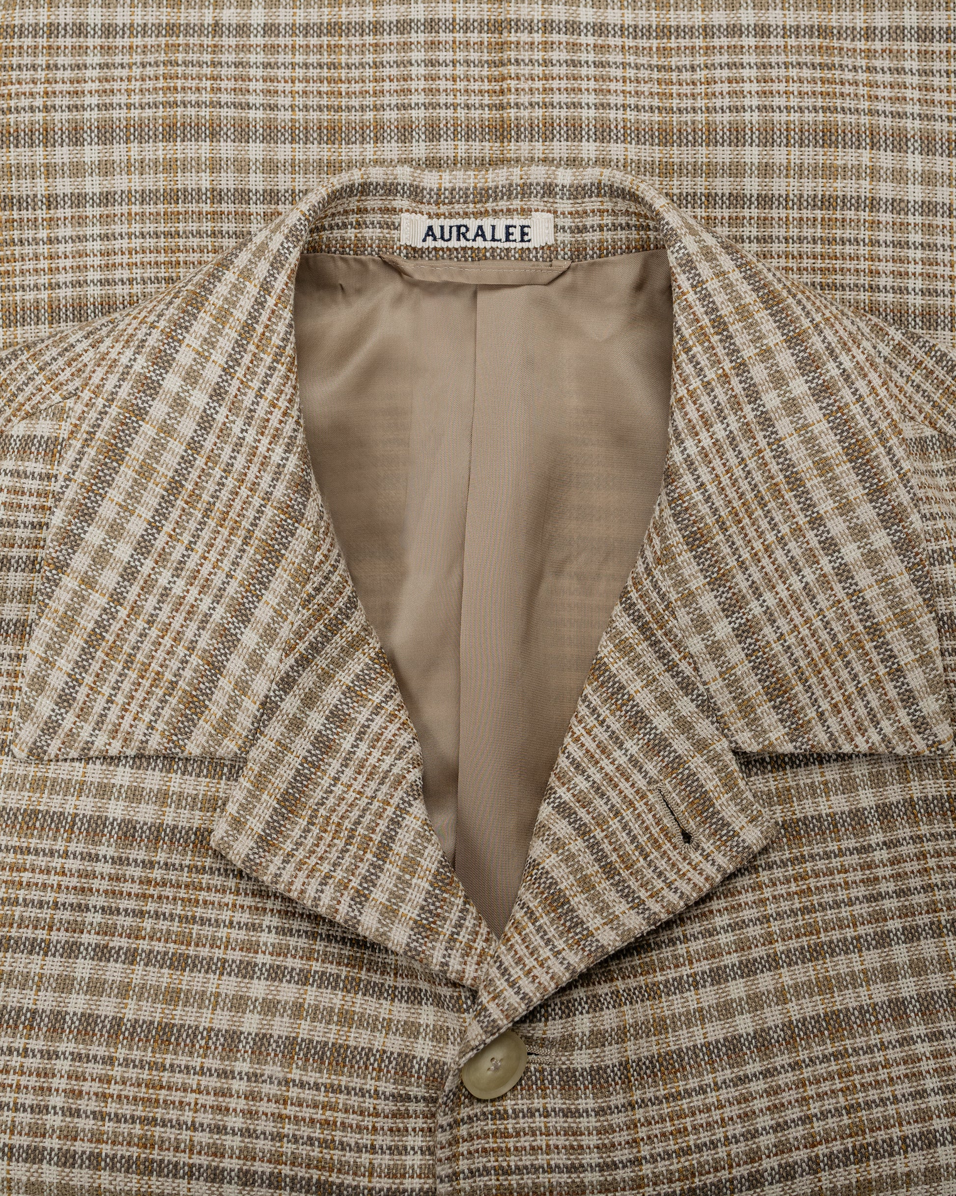 lost & found Auralee Auralee Linen Silk Linen Nep Check Jacket Ivory Beige Check