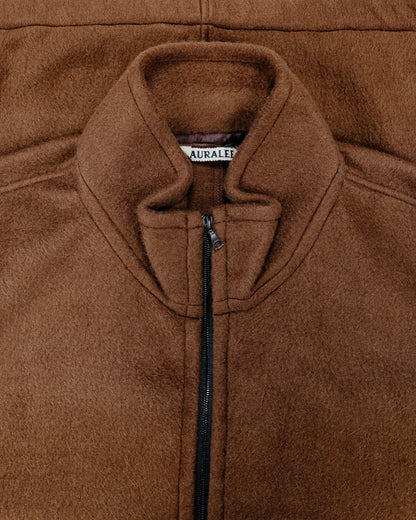 lost & found Auralee Auralee Pure Silk Comfort Fleece Half Zip P/O Brown