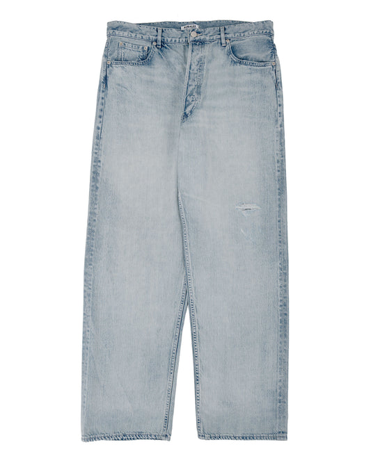 lost & found Auralee Auralee Selvedge Faded Light Denim Wide Pants Light Indigo
