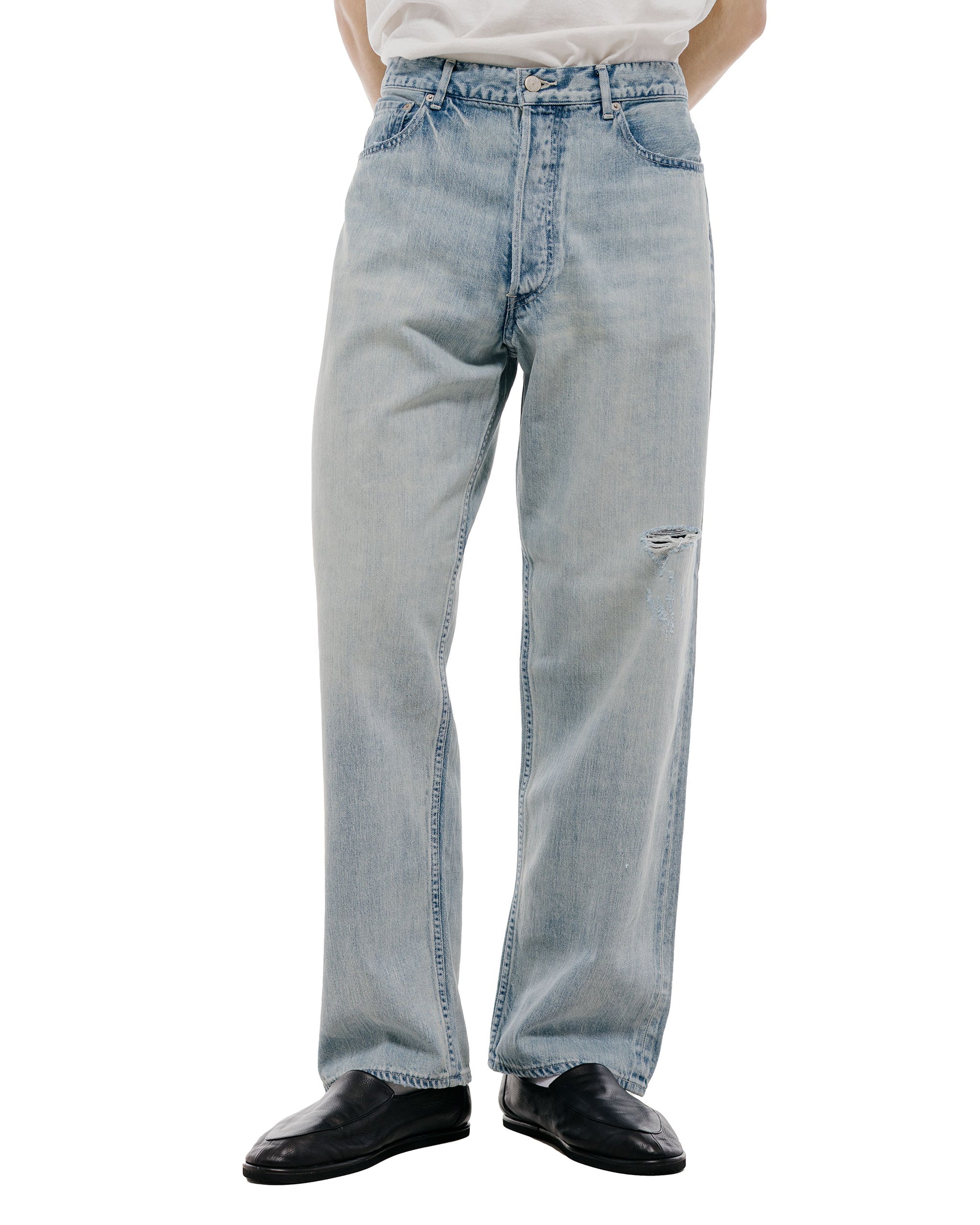 lost & found Auralee Auralee Selvedge Faded Light Denim Wide Pants Light Indigo