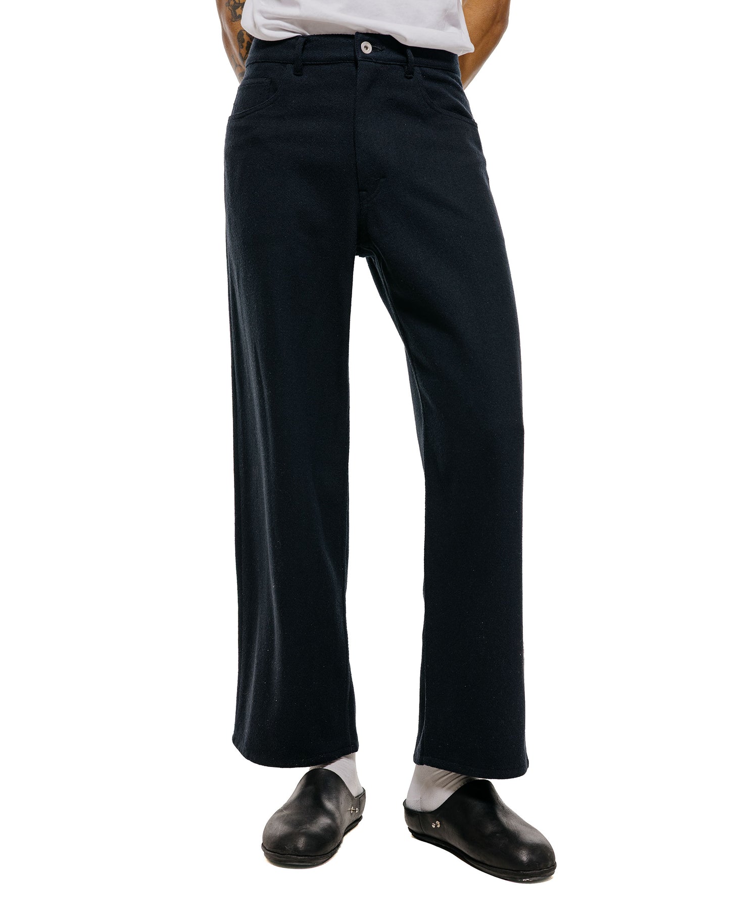 lost & found Auralee Auralee Silk Nep Denim 5P Wide Pants Black