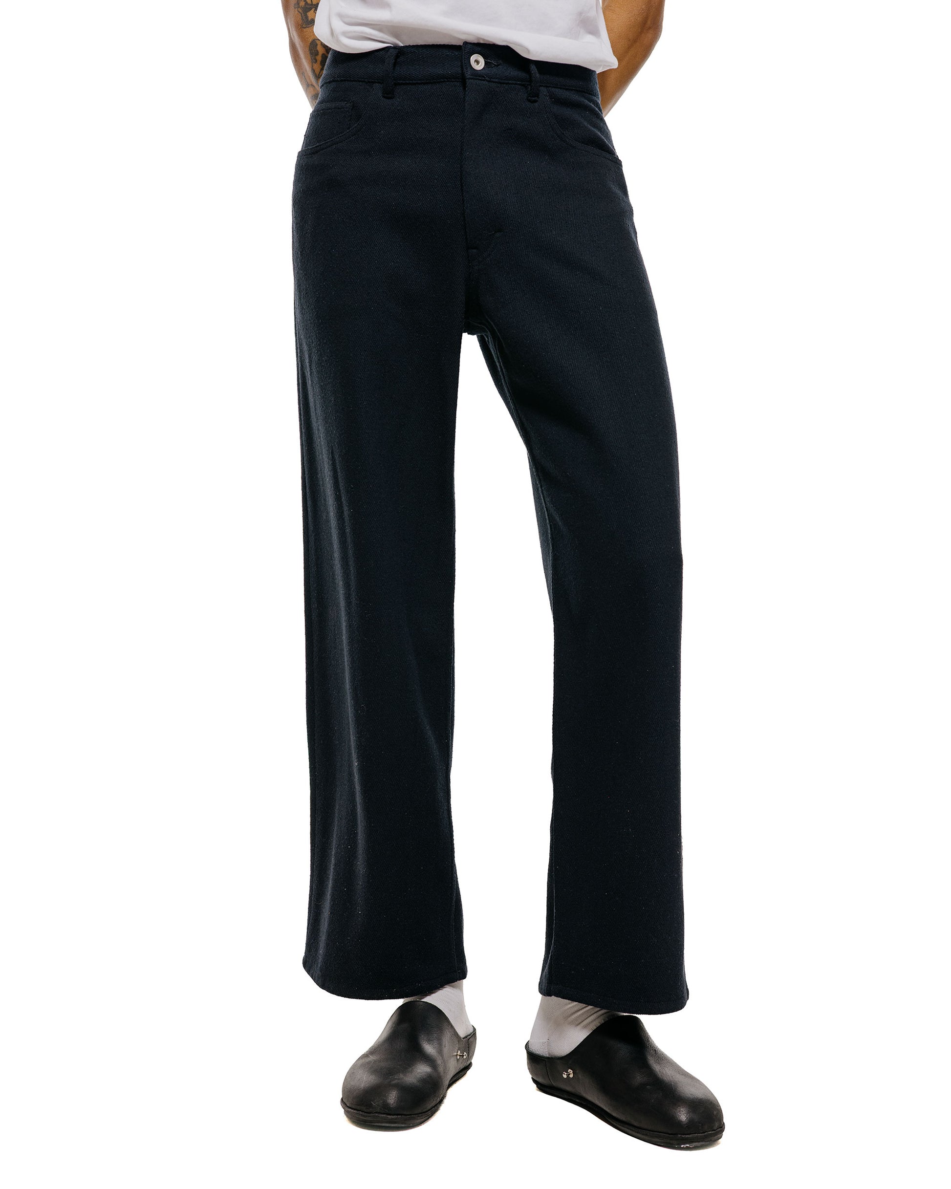 lost & found Auralee Auralee Silk Nep Denim 5P Wide Pants Black