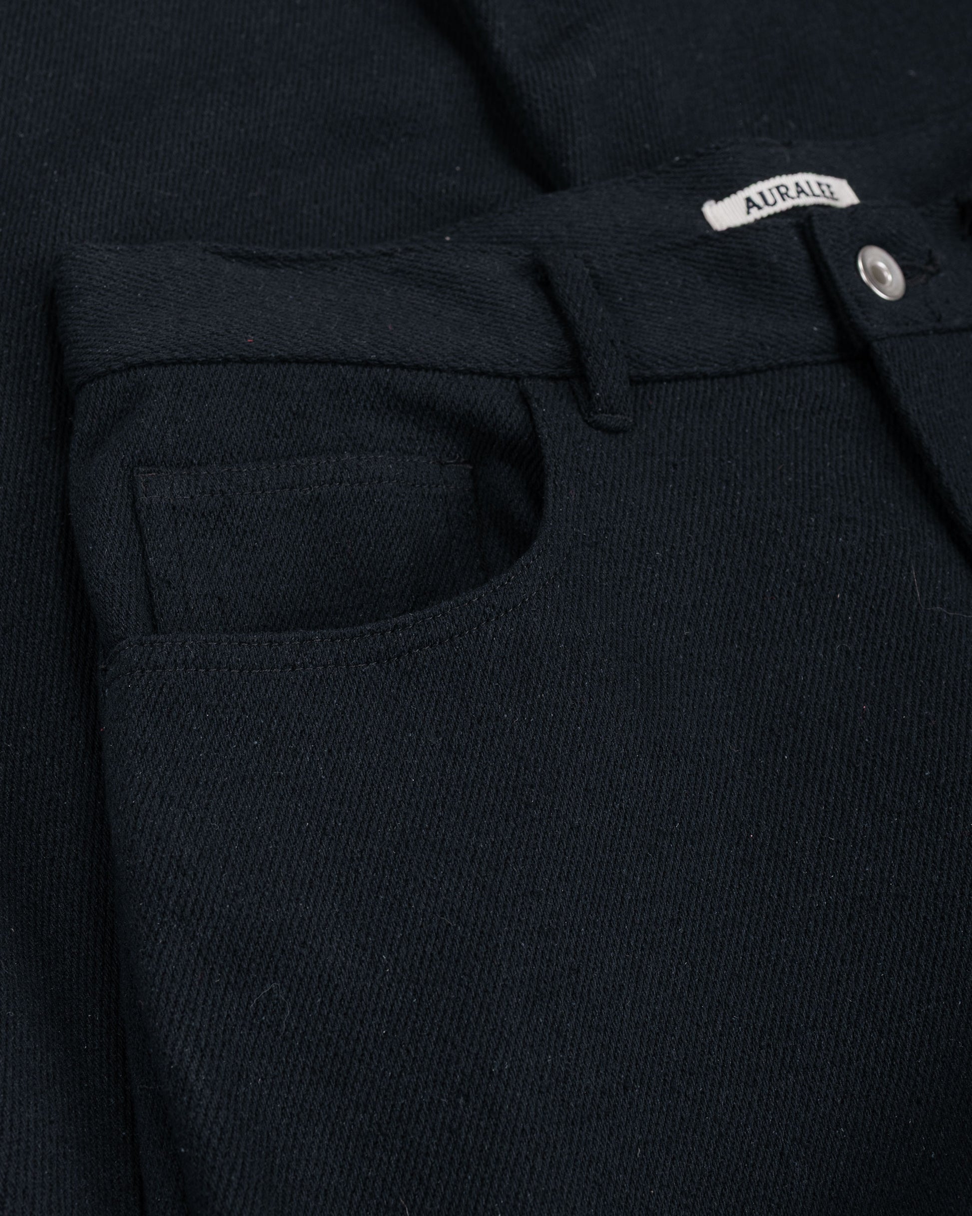 lost & found Auralee Auralee Silk Nep Denim 5P Wide Pants Black