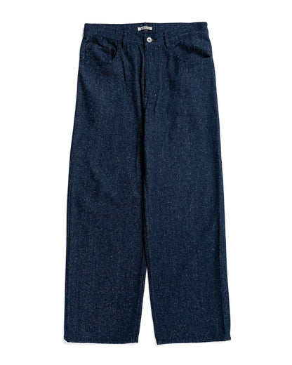 Auralee Silk Nep Denim 5P Wide Pants Dark Navy