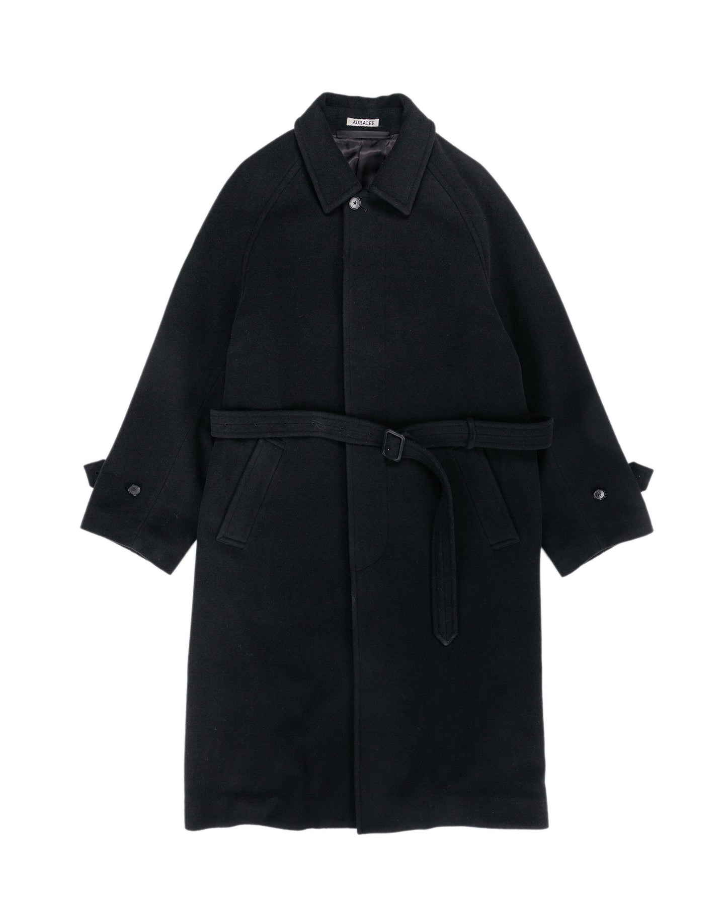 lost & found Auralee Auralee Super Fine Wool Mosser Soutien Collar Coat Black