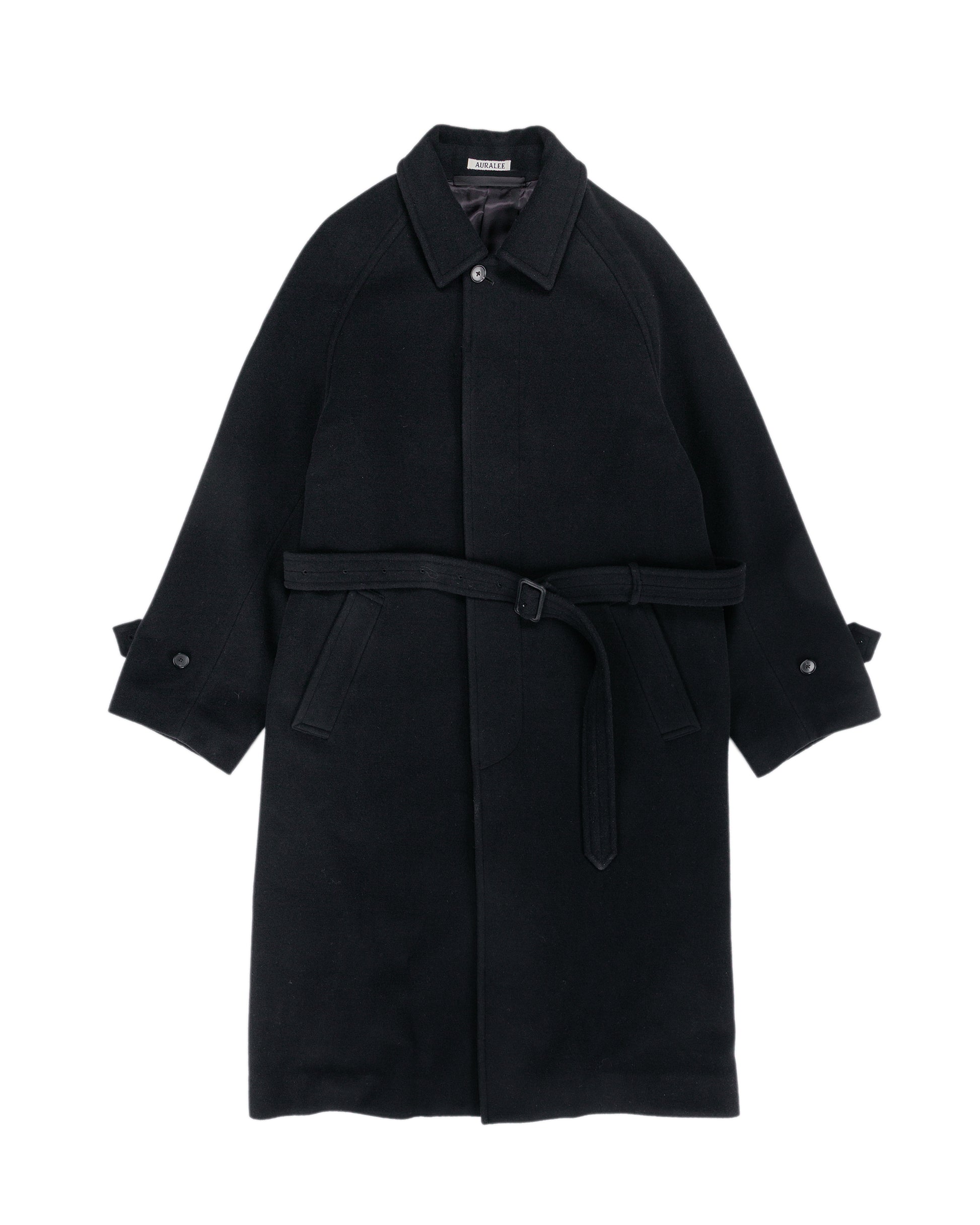 lost & found Auralee Auralee Super Fine Wool Mosser Soutien Collar Coat Black