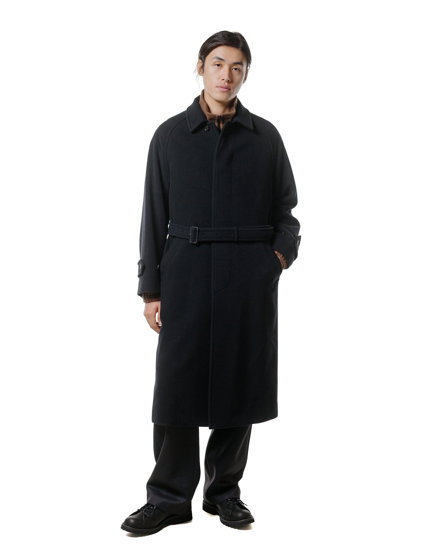 lost & found Auralee Auralee Super Fine Wool Mosser Soutien Collar Coat Black