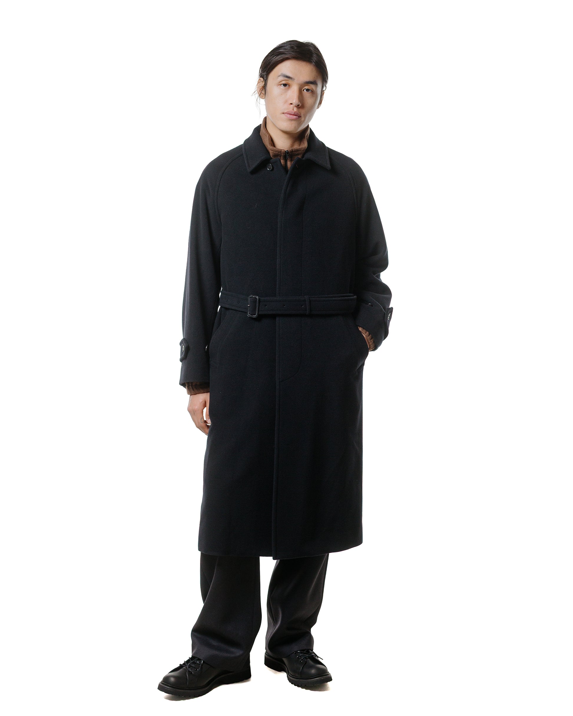 lost & found Auralee Auralee Super Fine Wool Mosser Soutien Collar Coat Black