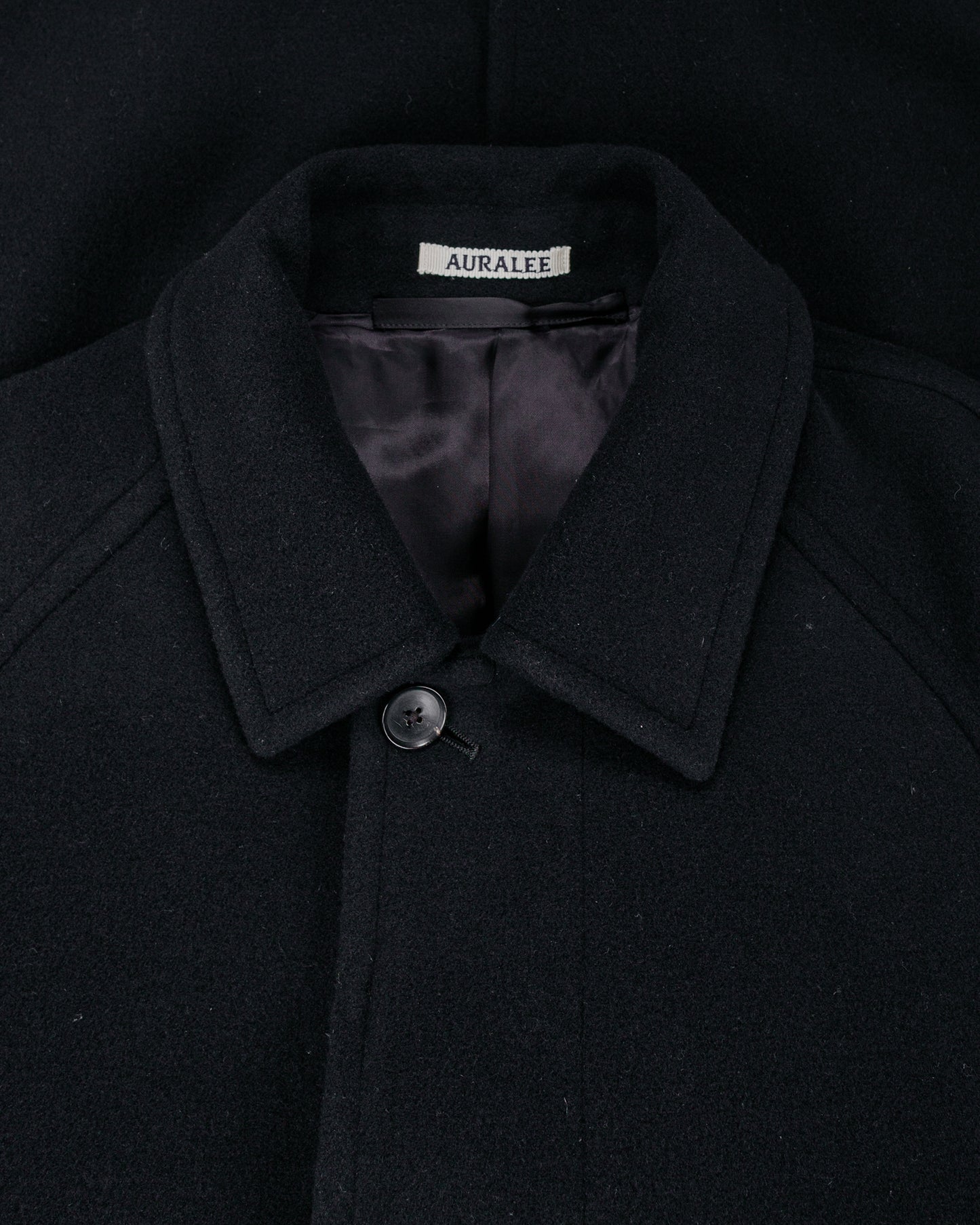 lost & found Auralee Auralee Super Fine Wool Mosser Soutien Collar Coat Black