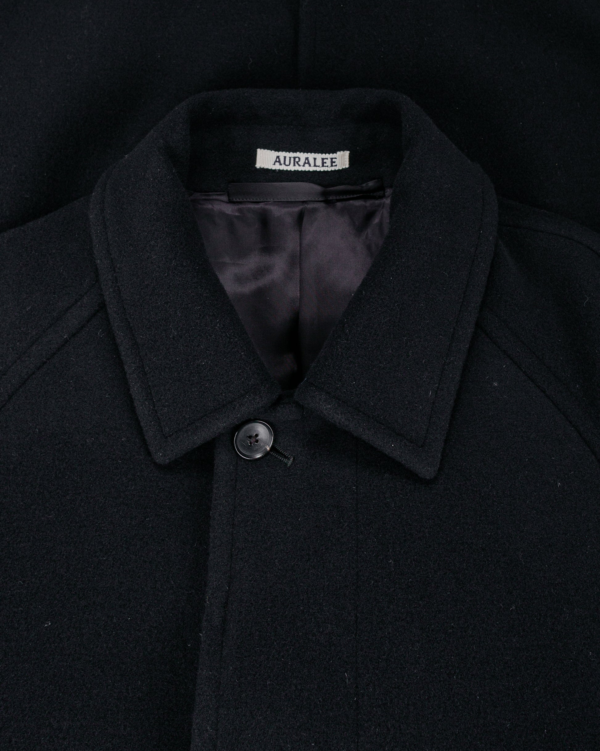 lost & found Auralee Auralee Super Fine Wool Mosser Soutien Collar Coat Black