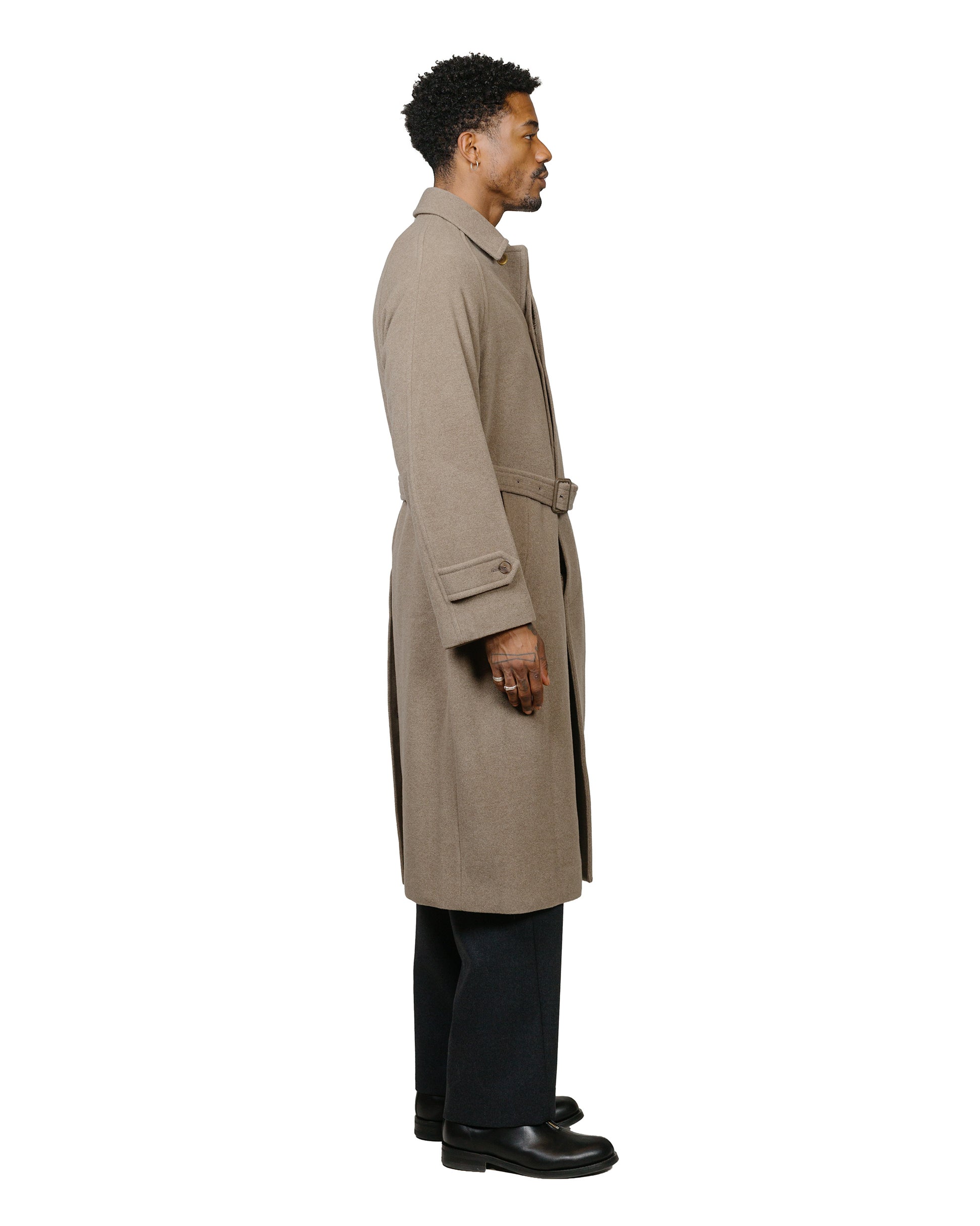 lost & found Auralee Auralee Super Fine Wool Mosser Soutien Collar Coat Khaki Beige