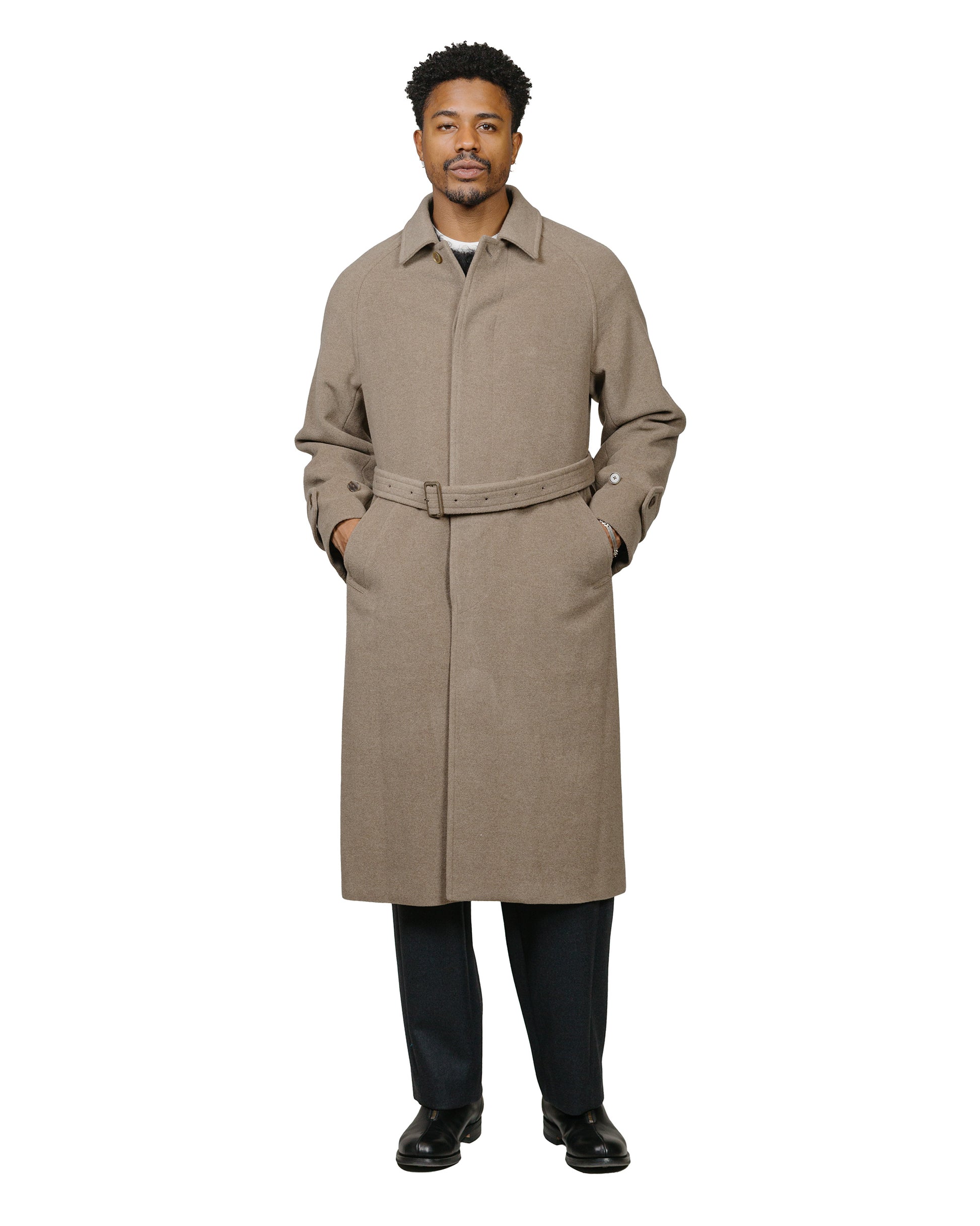 lost & found Auralee Auralee Super Fine Wool Mosser Soutien Collar Coat Khaki Beige