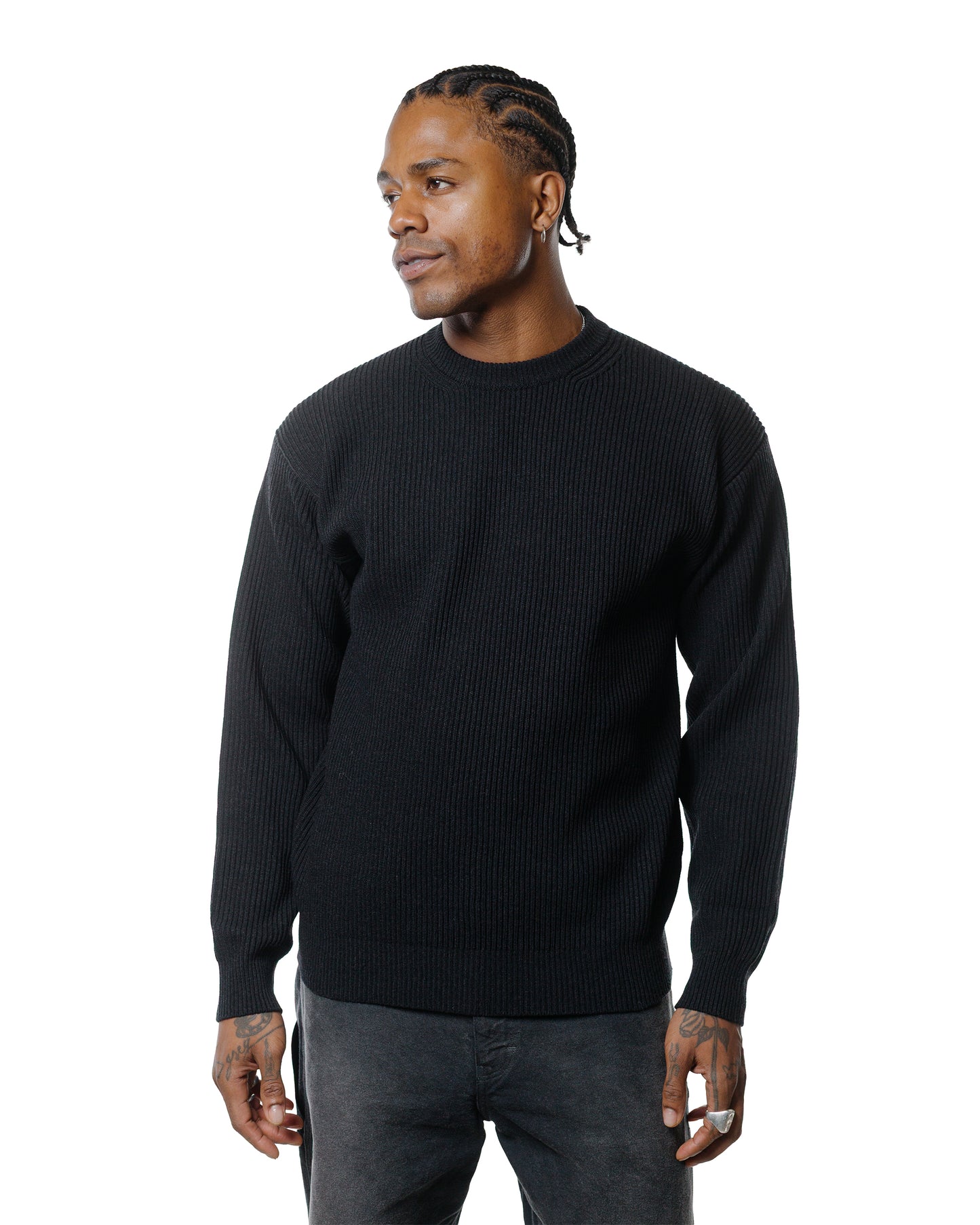 lost & found Auralee Auralee Super Fine Wool Rib Knit P/O Black