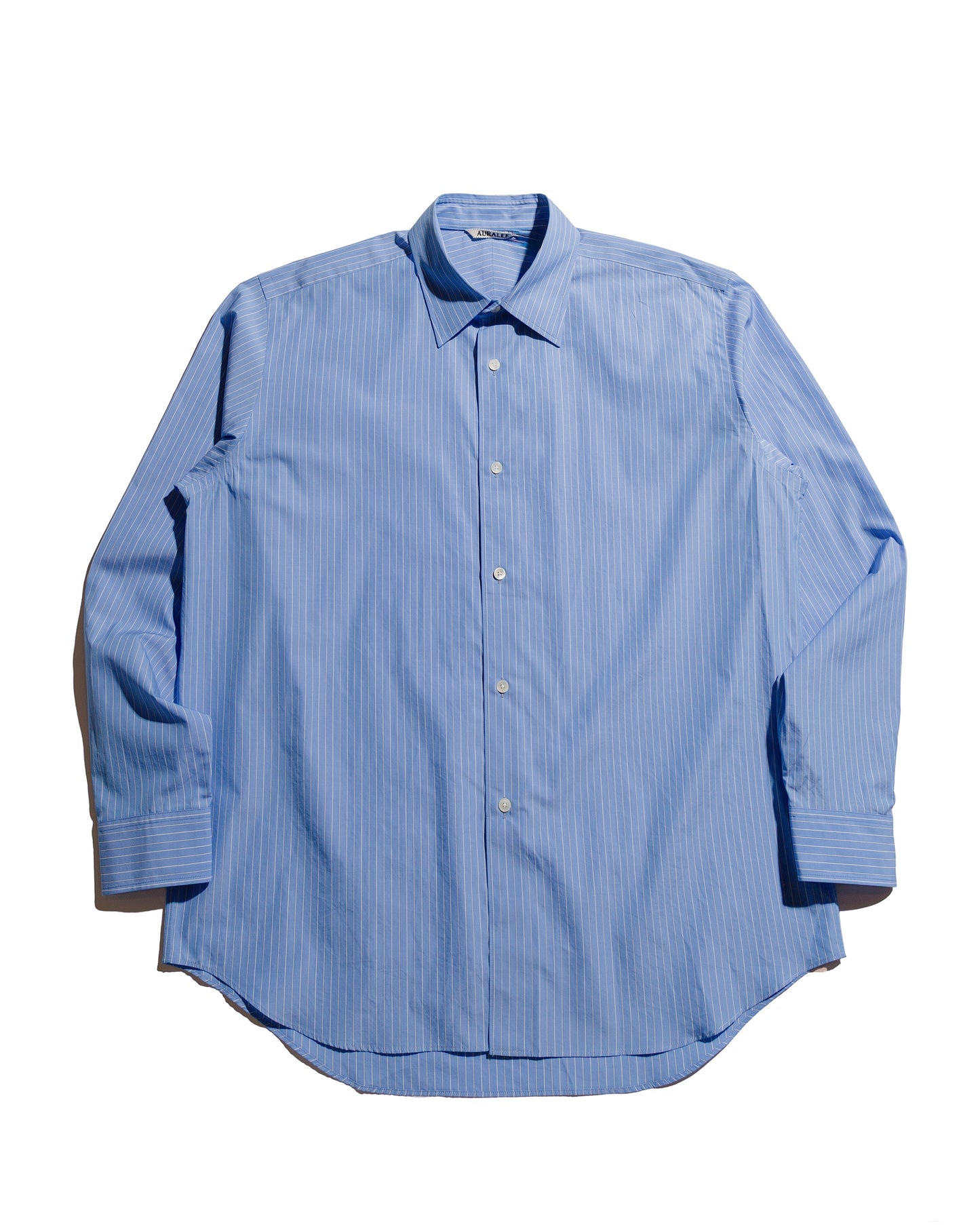lost & found Auralee Auralee Suvin High Count Cloth Stripe Shirt Blue Stripe