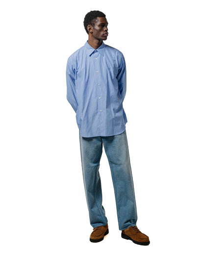 lost & found Auralee Auralee Suvin High Count Cloth Stripe Shirt Blue Stripe
