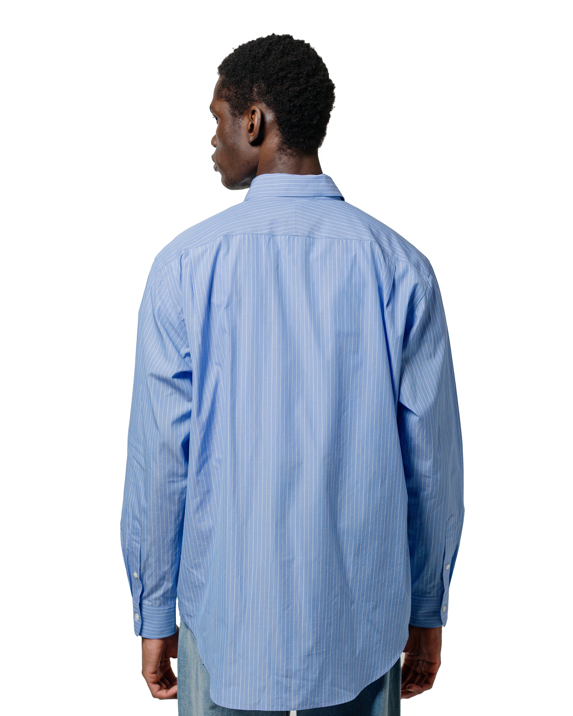 lost & found Auralee Auralee Suvin High Count Cloth Stripe Shirt Blue Stripe