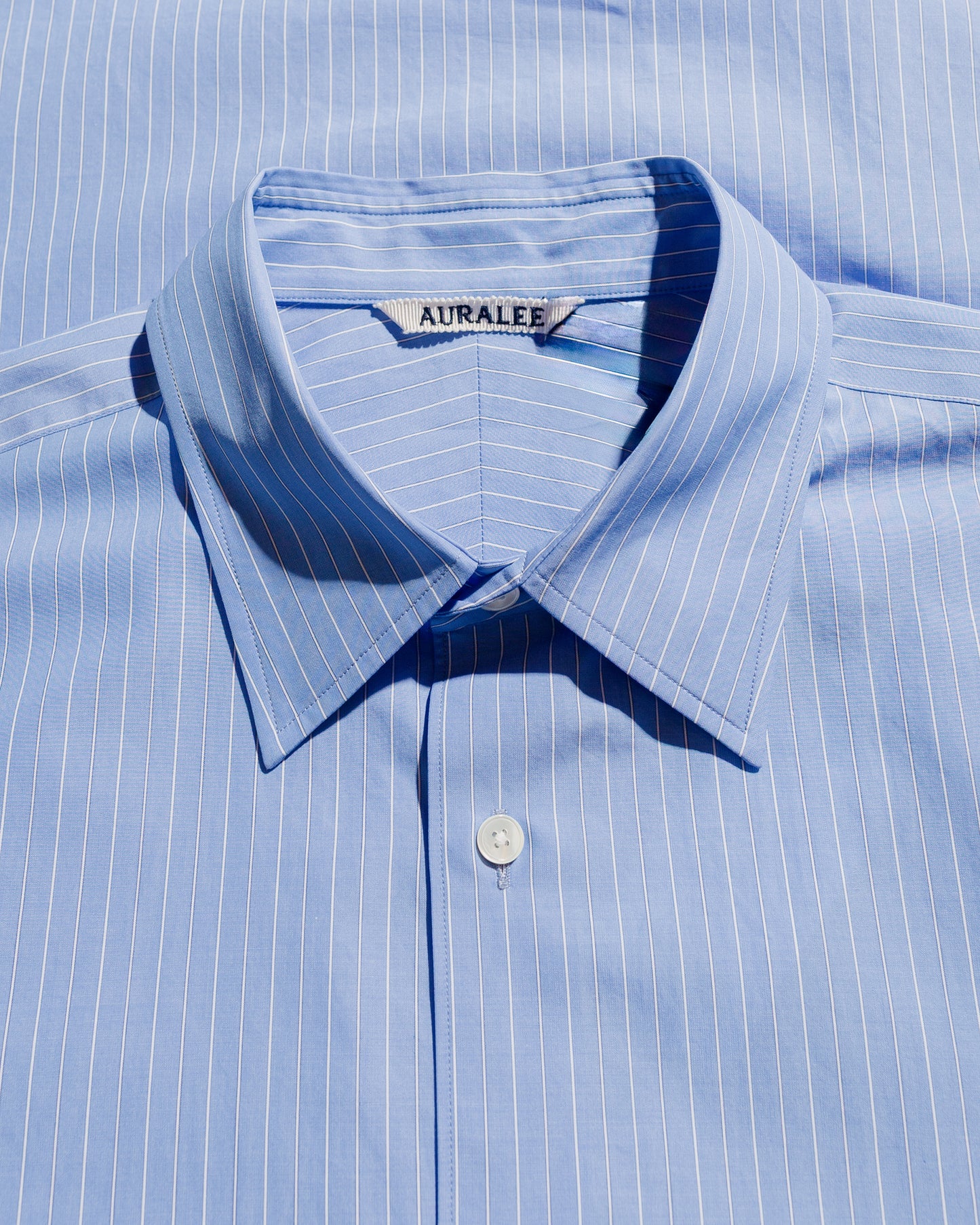 lost & found Auralee Auralee Suvin High Count Cloth Stripe Shirt Blue Stripe