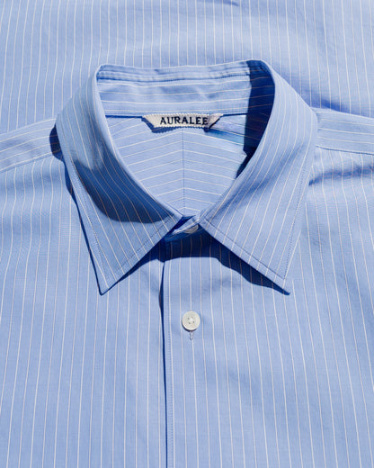 lost & found Auralee Auralee Suvin High Count Cloth Stripe Shirt Blue Stripe