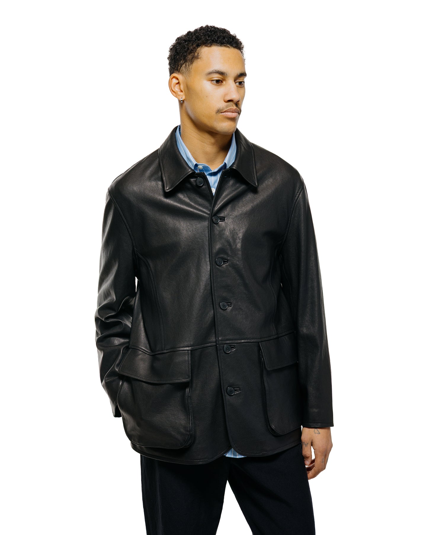 lost & found Auralee Auralee Textured Lamb Leather Blouson Black