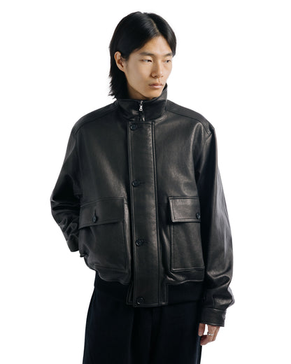Auralee Textured Lamb Leather Blouson Black