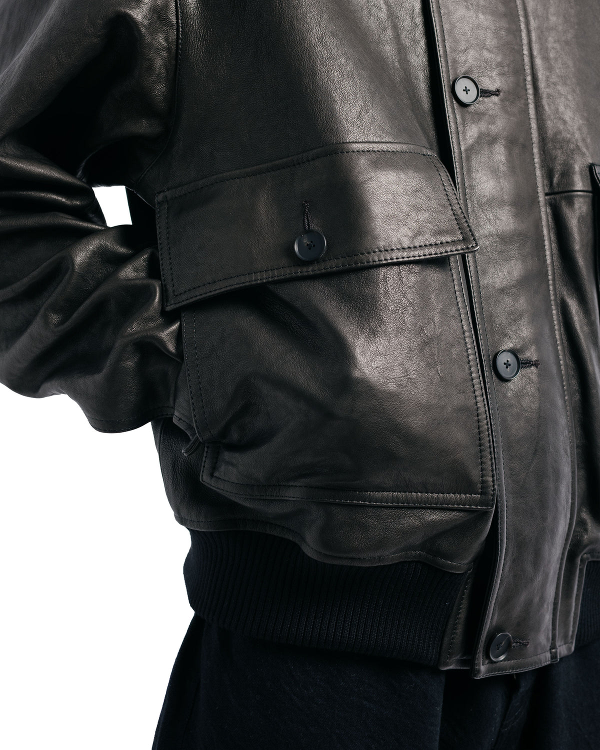 Auralee Textured Lamb Leather Blouson Black