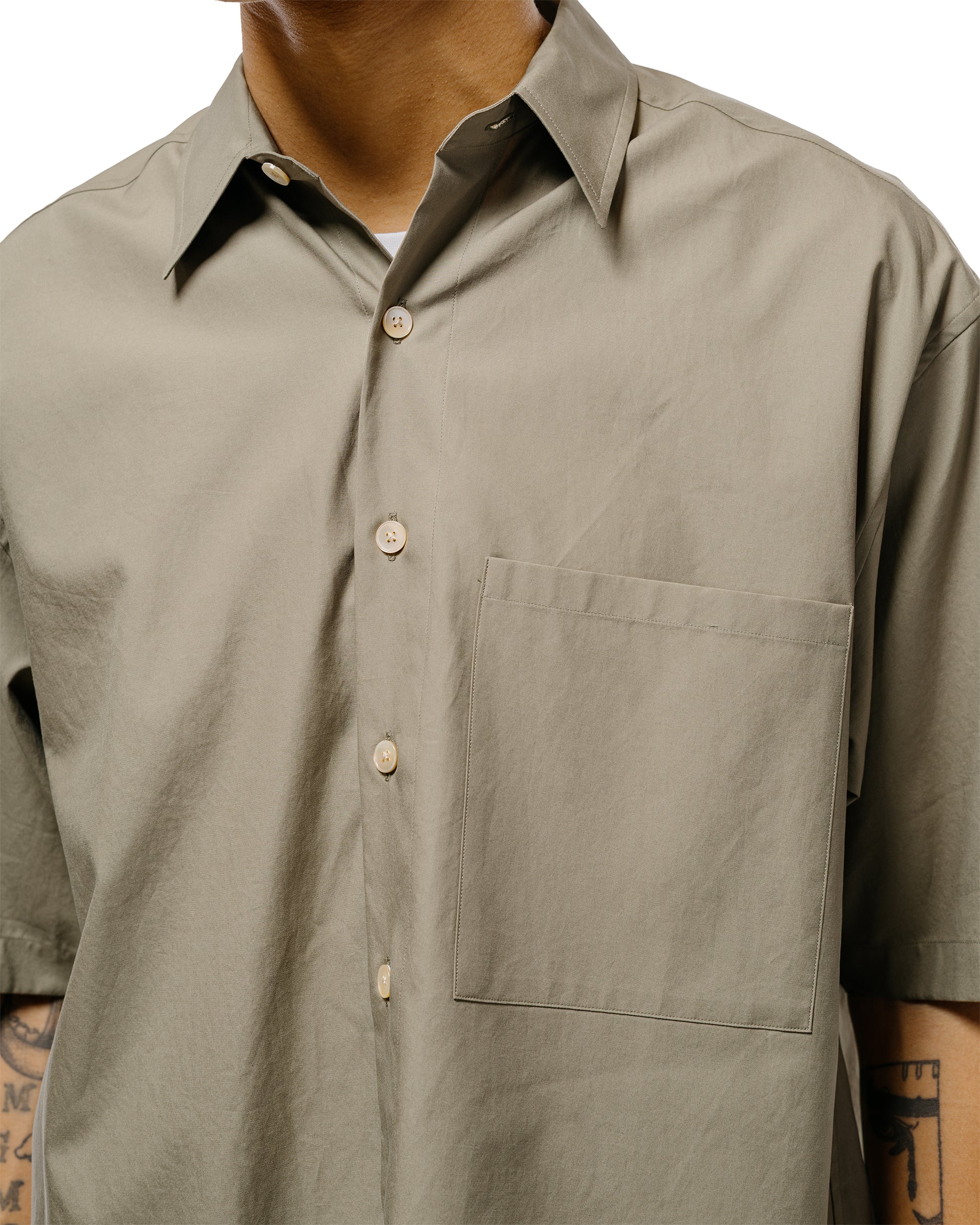 lost & found Auralee Auralee Washed Finx Twill Big Half Sleeved Shirt Olive