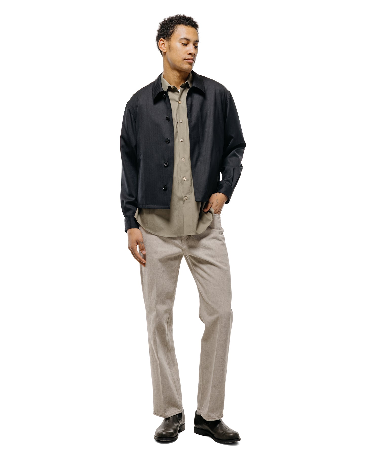 lost & found Auralee Auralee Washed Finx Twill Big Half Sleeved Shirt Olive