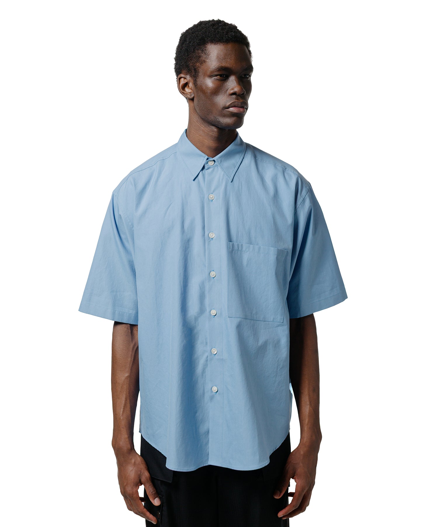 lost & found Auralee Auralee Washed Finx Twill Big Half Sleeved Shirt Sax Blue