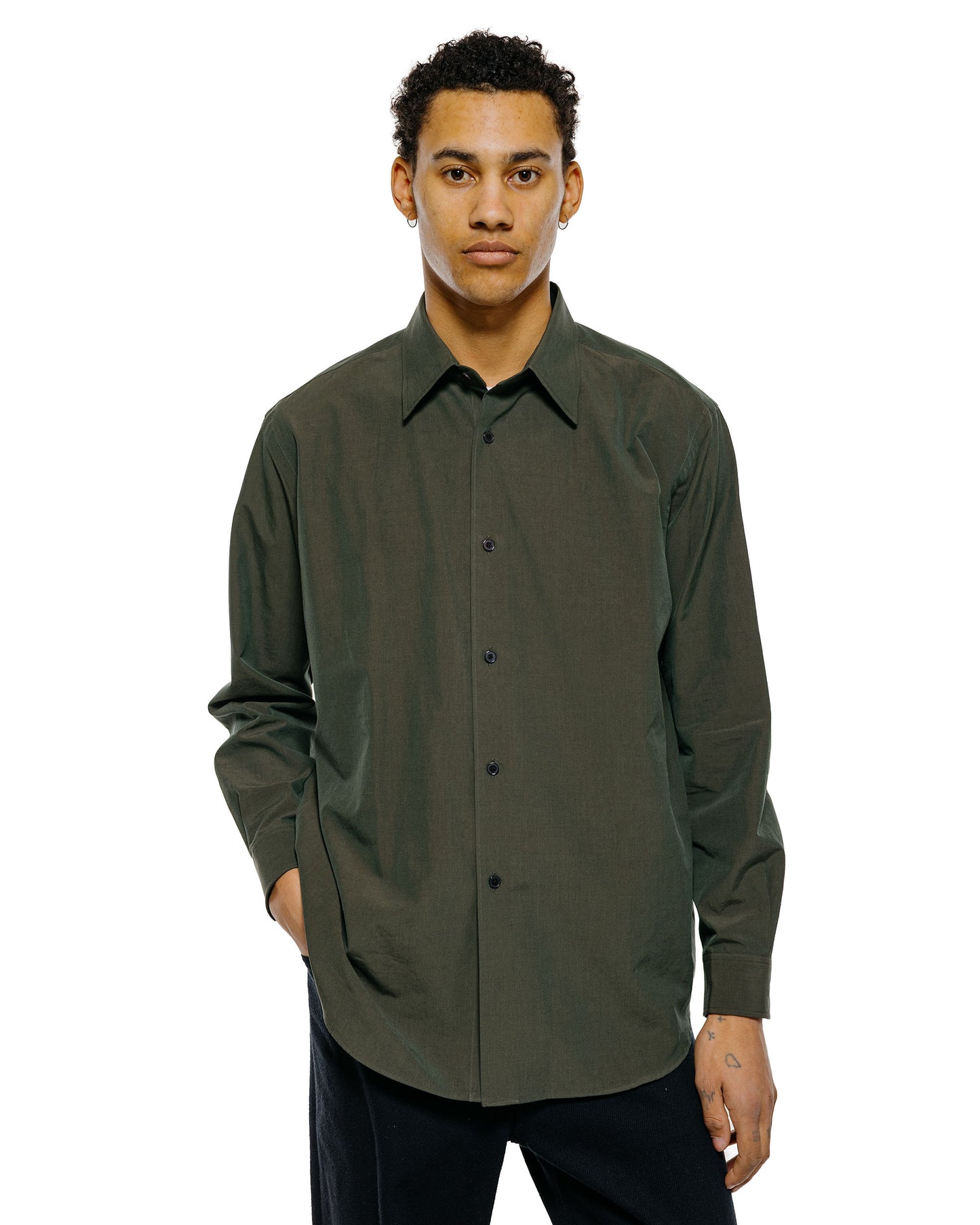 lost & found Auralee Auralee Washed Finx Weather Chambray Shirt Dark Olive
