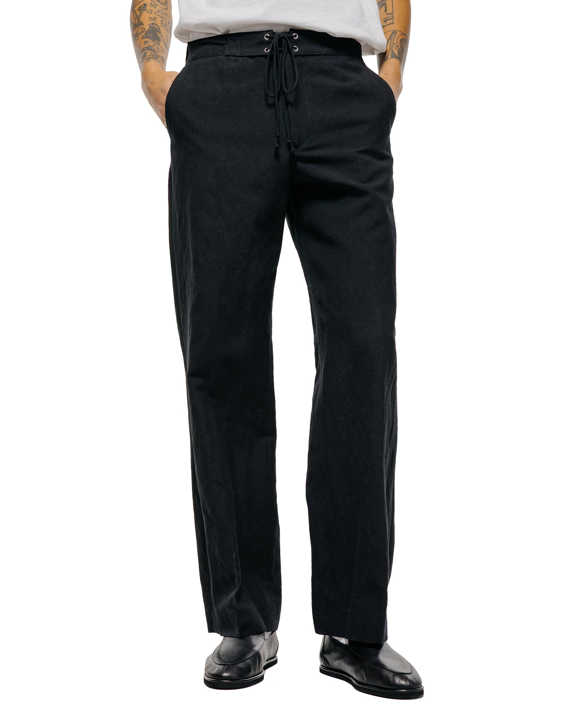 lost & found Auralee Auralee Wool Cotton Linen Ox Drawstring Pants Black