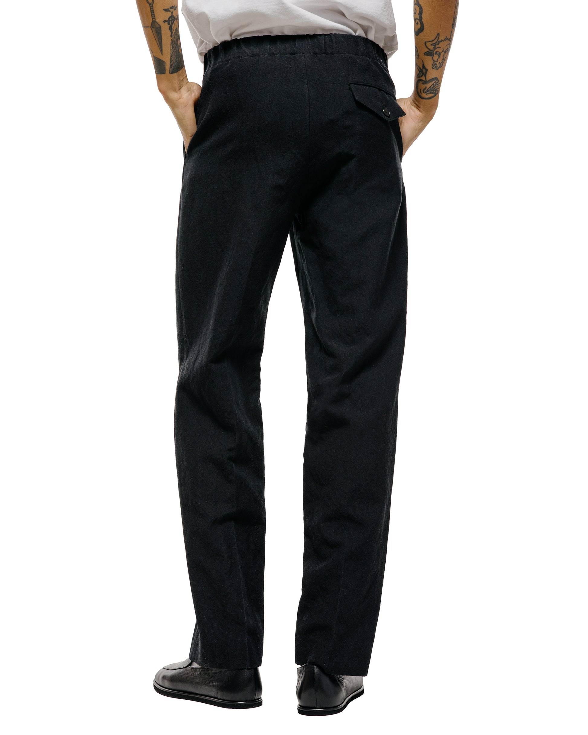 lost & found Auralee Auralee Wool Cotton Linen Ox Drawstring Pants Black