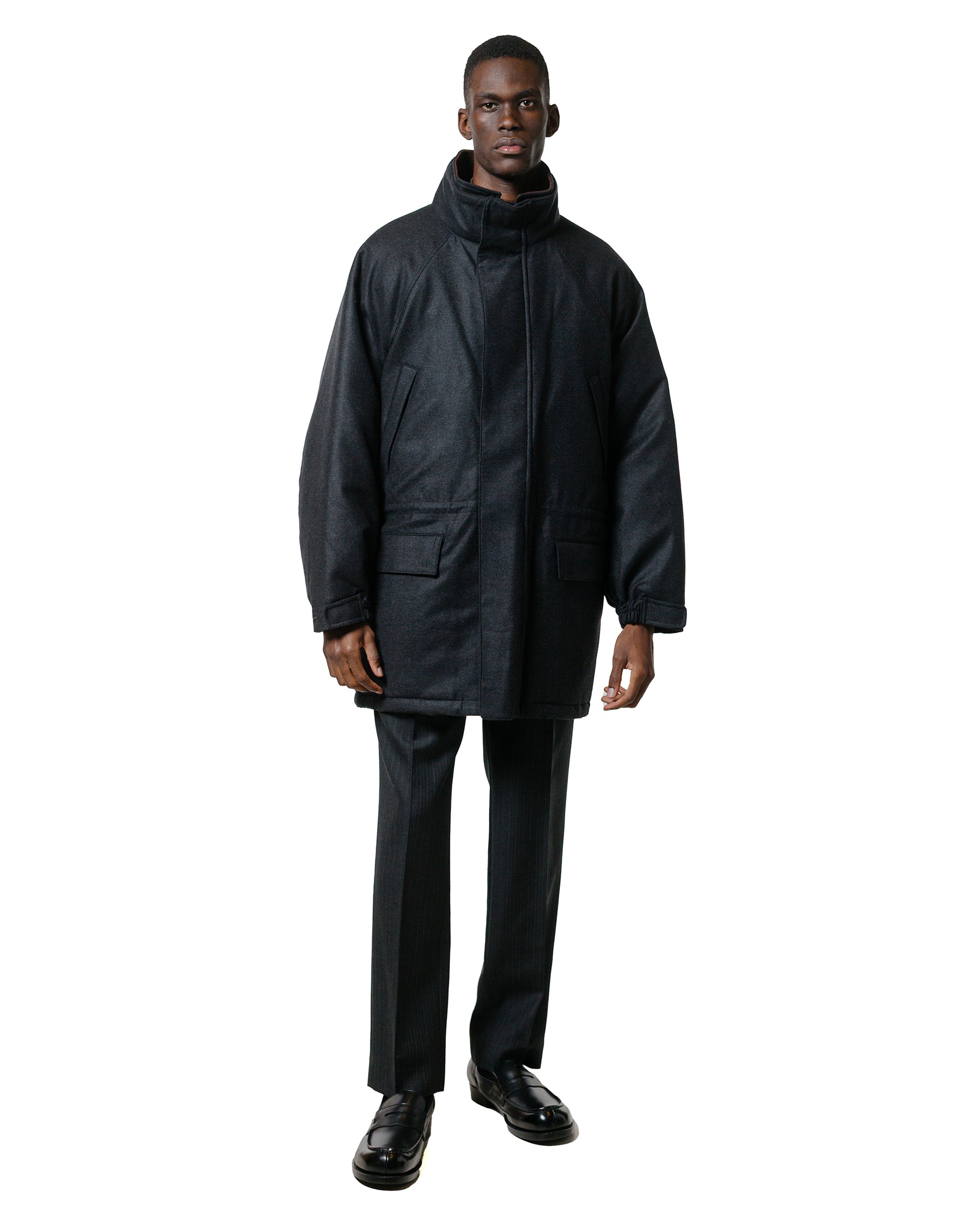 lost & found Auralee Auralee Wool Fulling Flannel Padded Over Blouson Top Charcoal