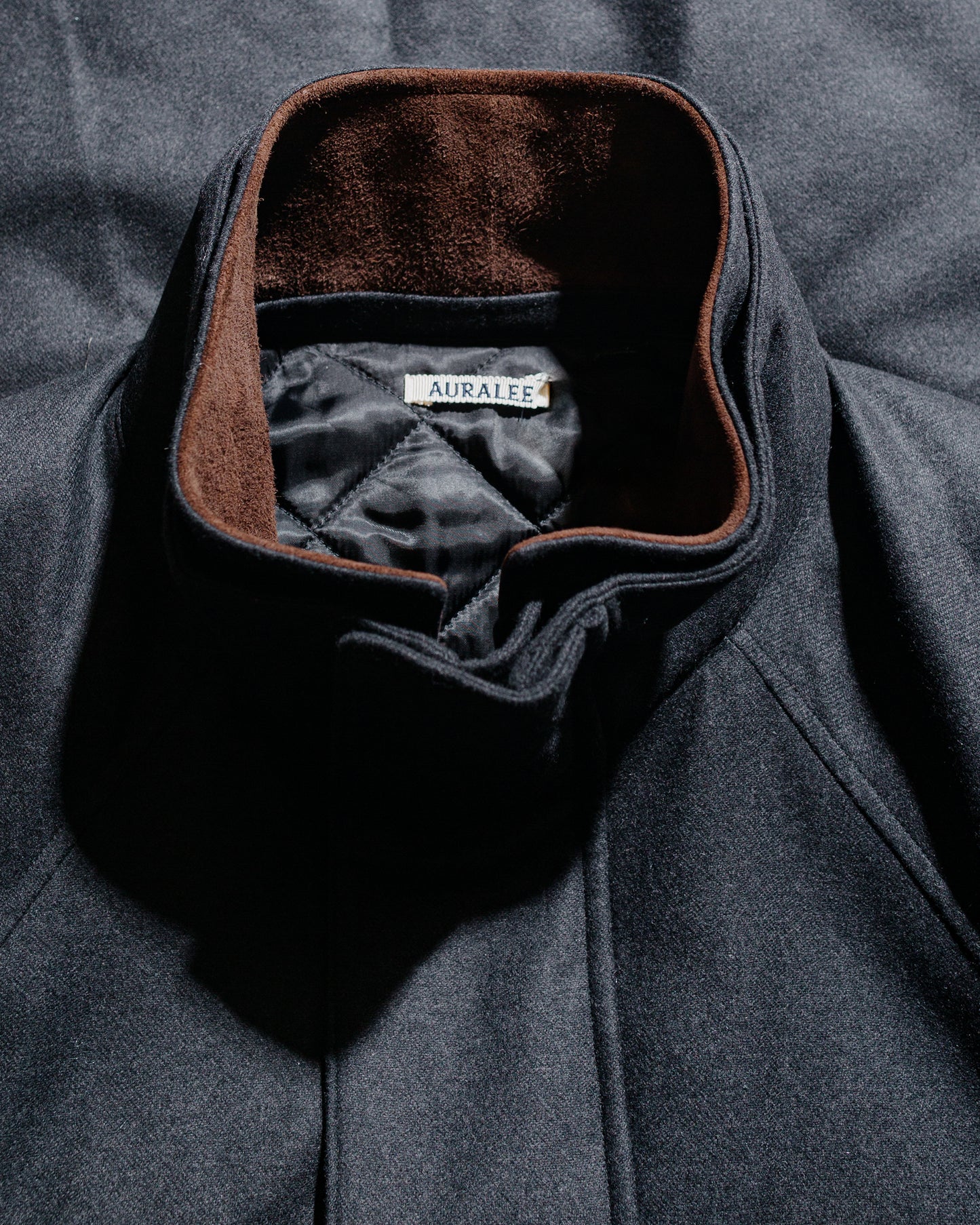 lost & found Auralee Auralee Wool Fulling Flannel Padded Over Blouson Top Charcoal