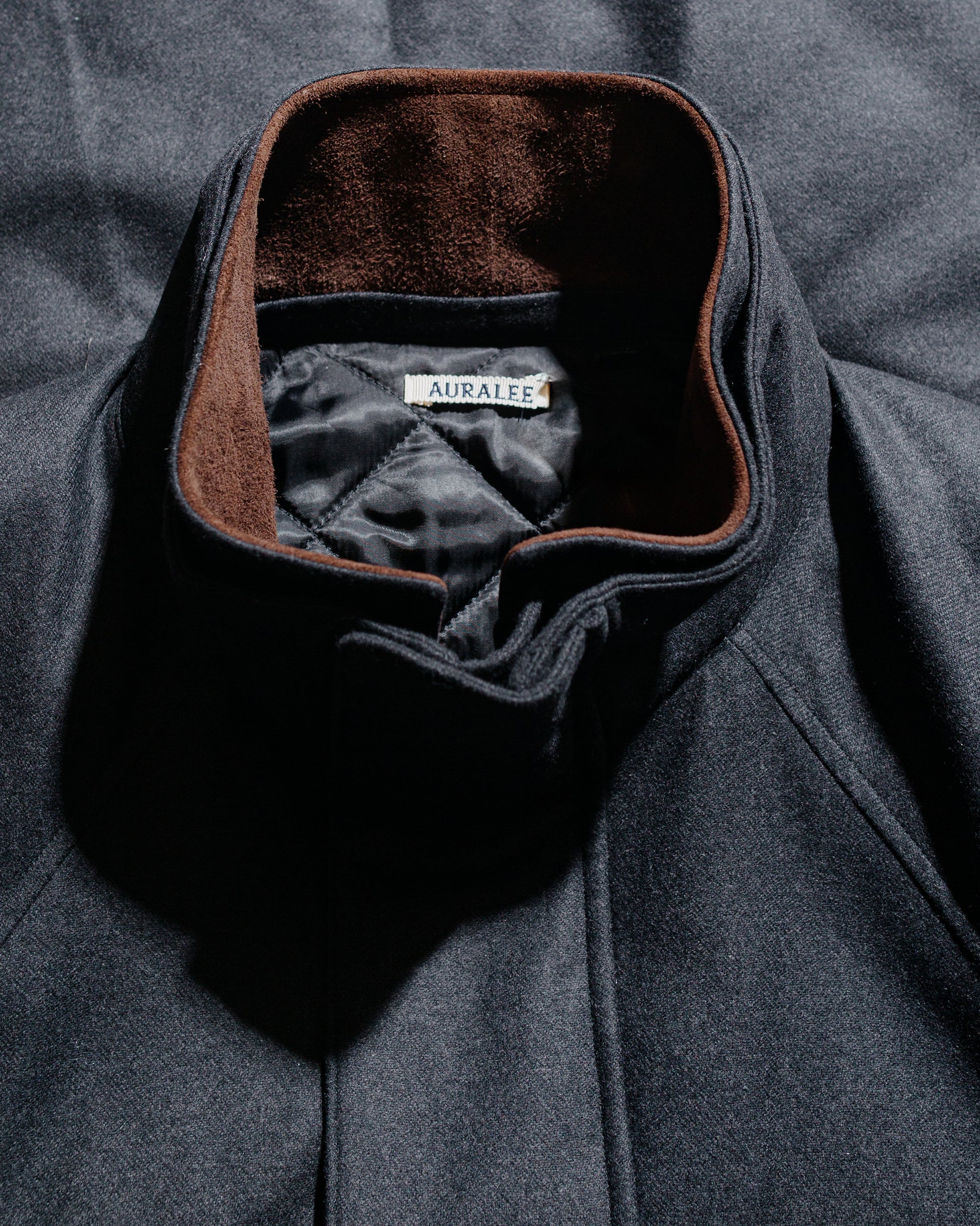 lost & found Auralee Auralee Wool Fulling Flannel Padded Over Blouson Top Charcoal