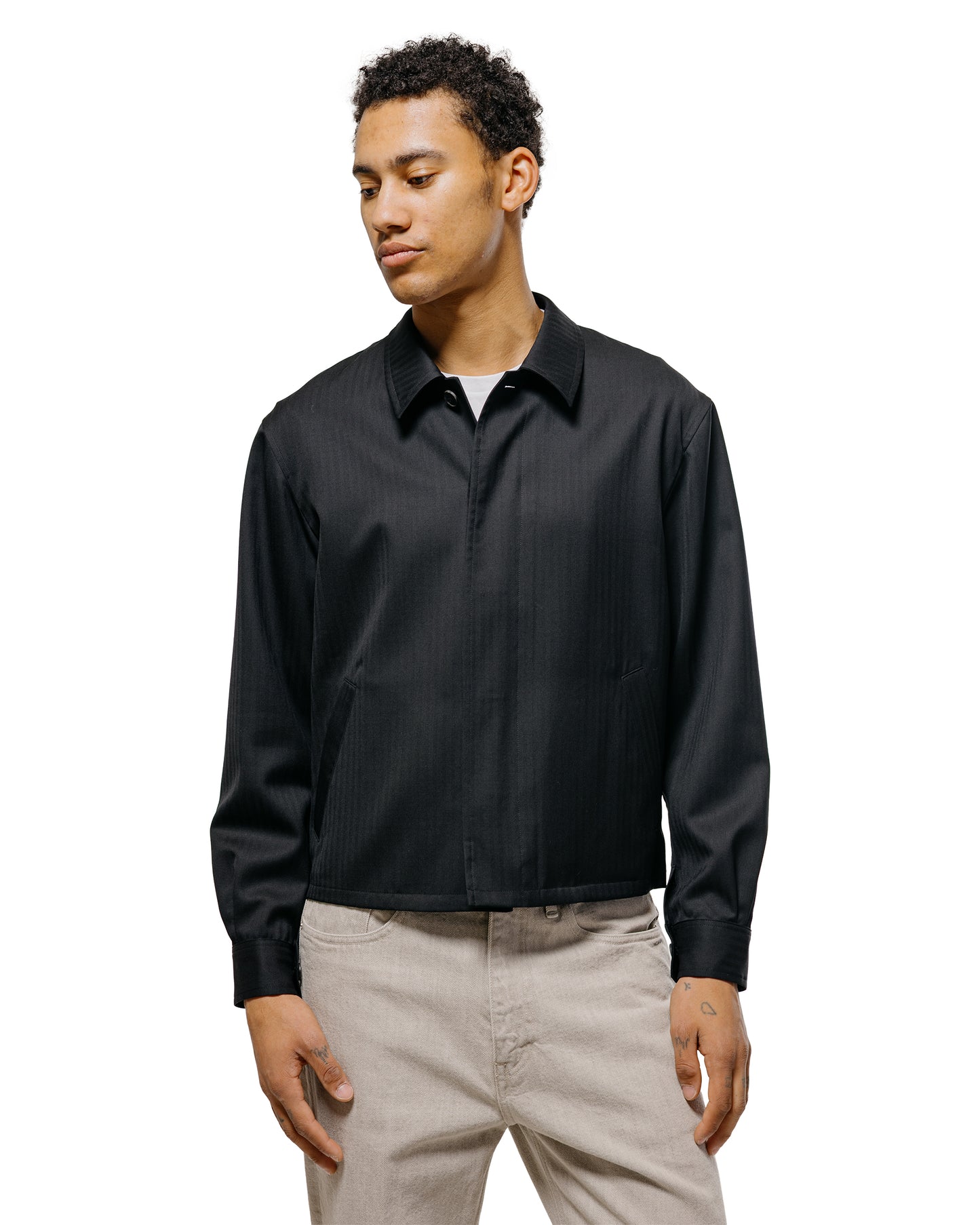 lost & found Auralee Auralee Wool Herringbone Blouson Black