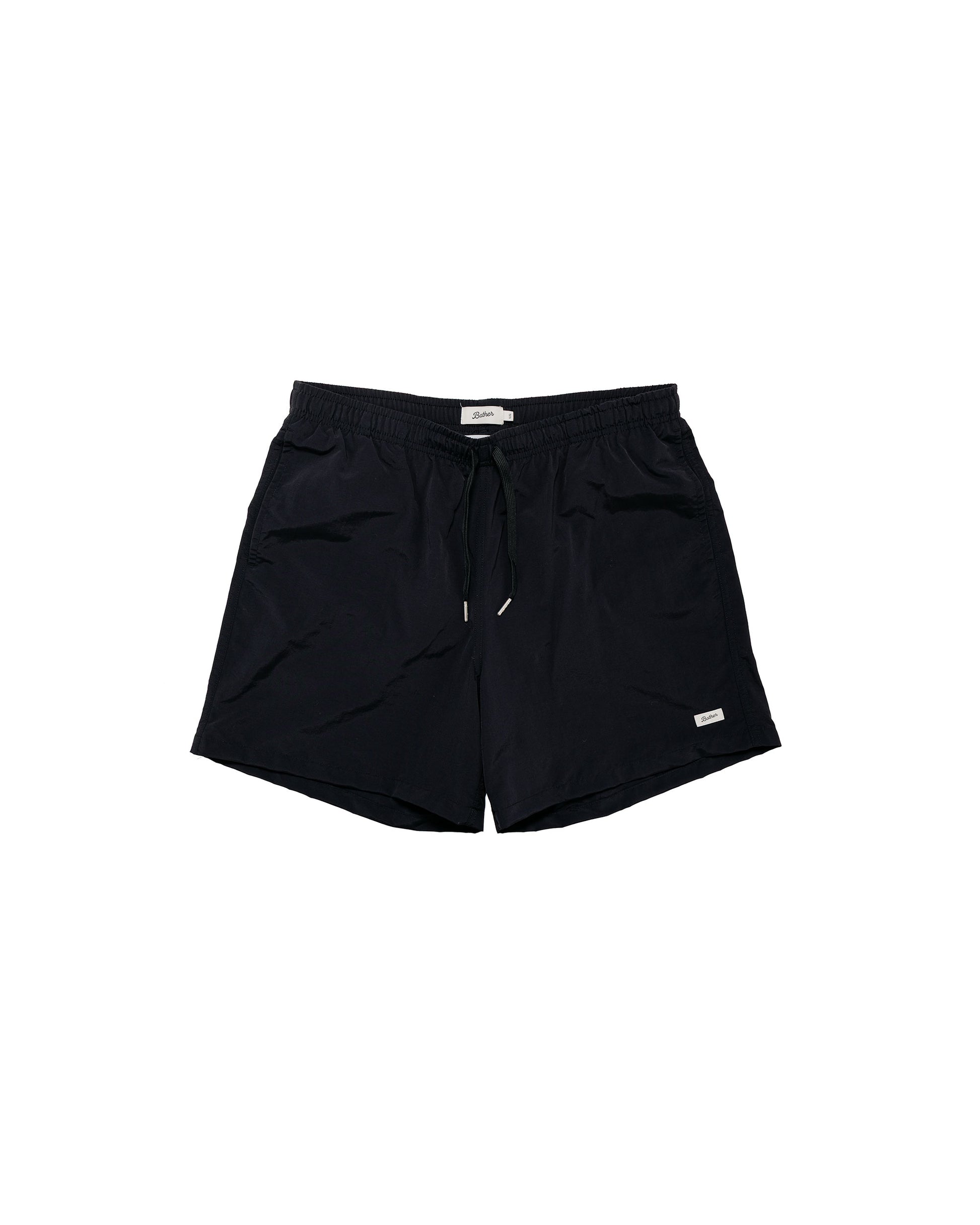 Bather Solid Black Swim Trunk