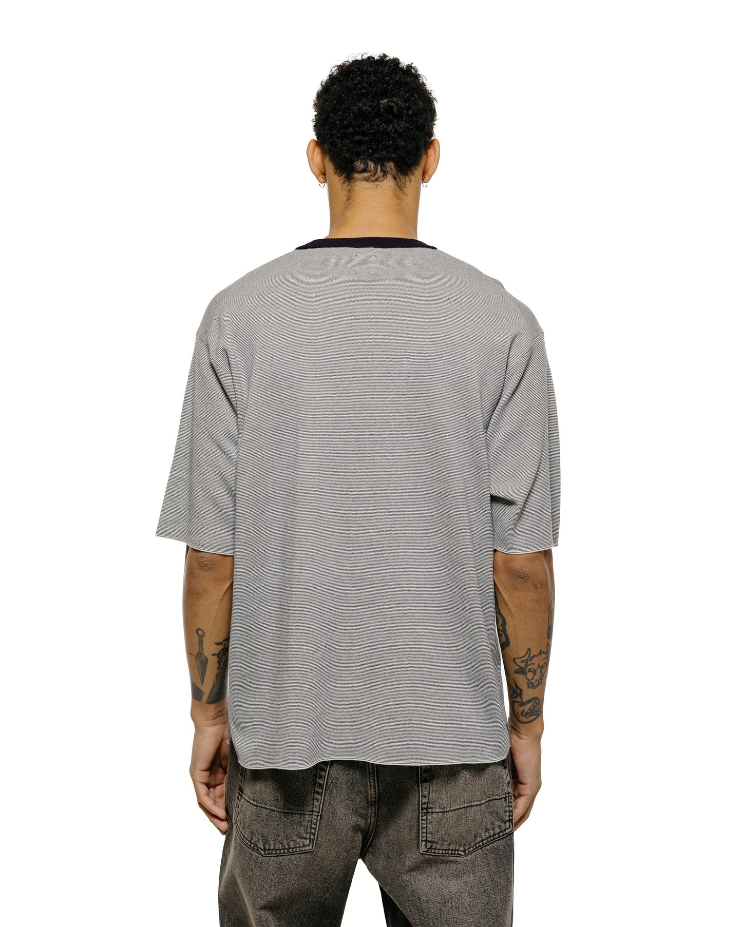 lost & found Batoner Batoner 32G Smooth Knit T-Shirt Ivory/Black