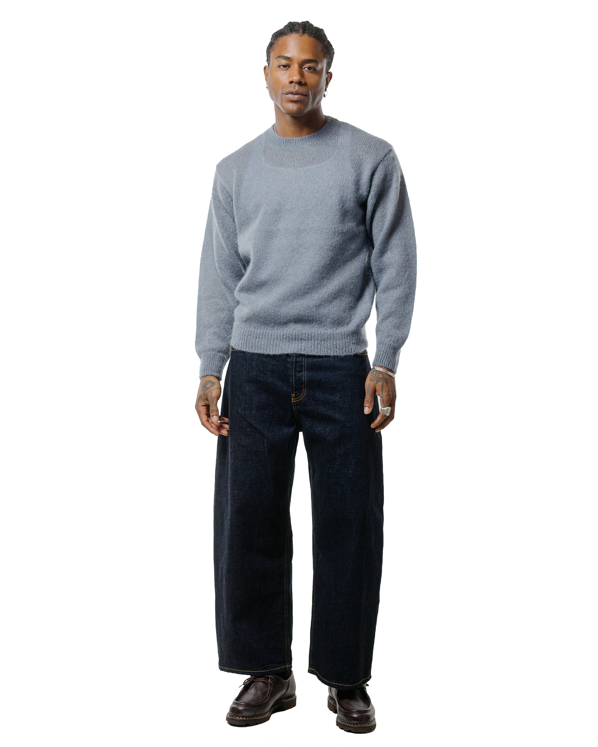lost & found Batoner Batoner Pure Mohair Crew Neck Sax Gray