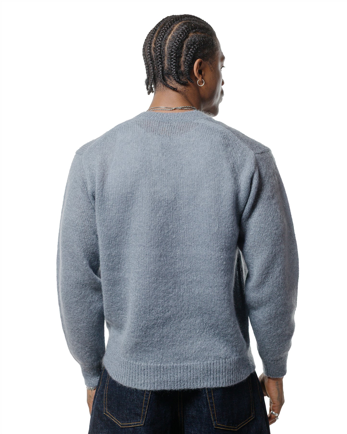 lost & found Batoner Batoner Pure Mohair Crew Neck Sax Gray