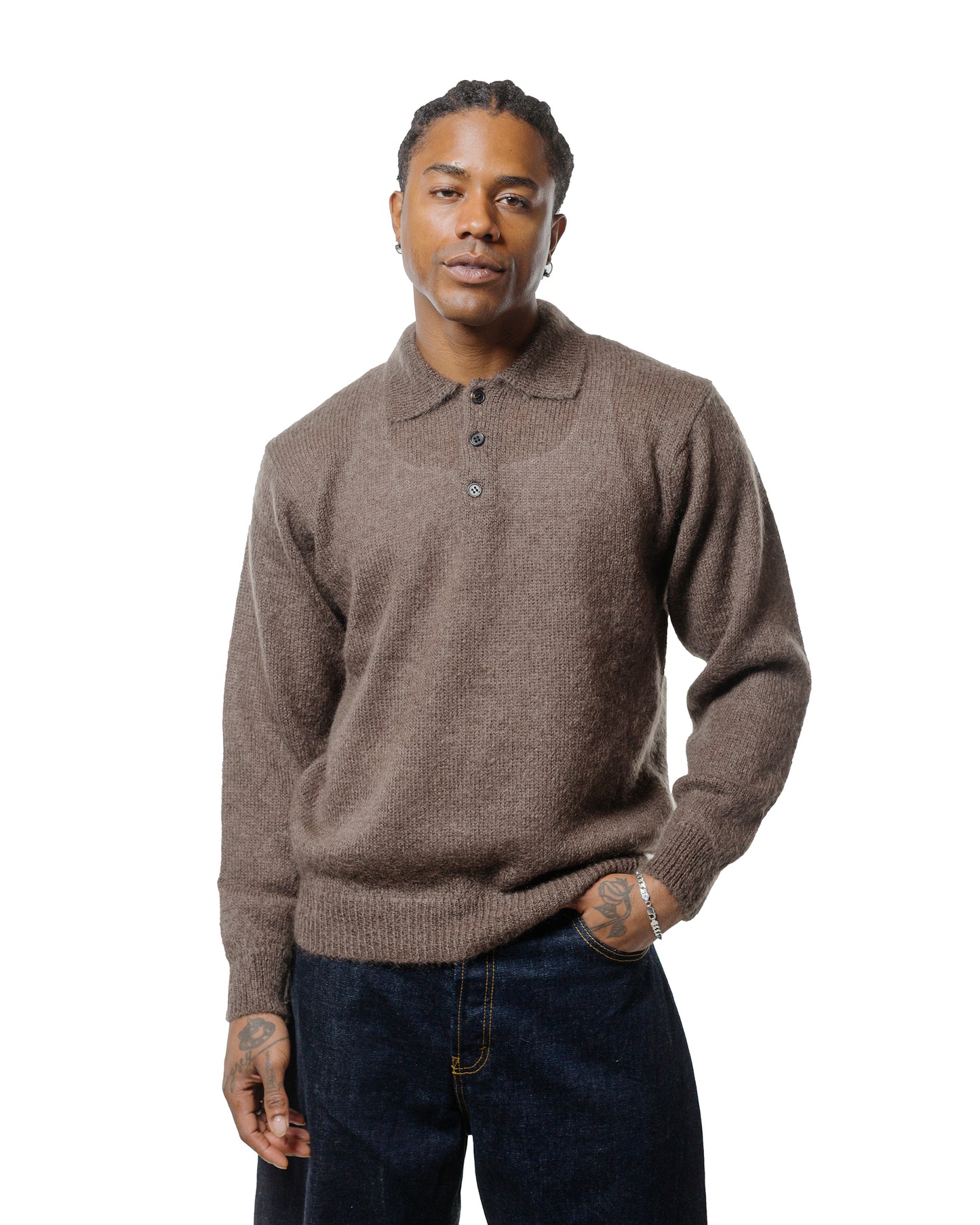 lost & found Batoner Batoner Pure Mohair Polo Olive