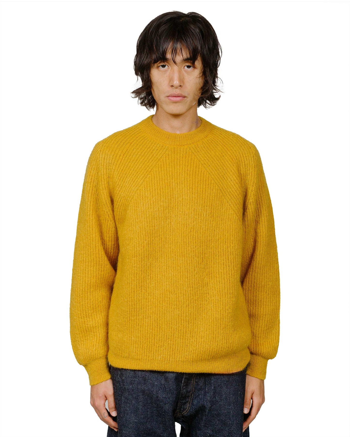 lost & found Batoner Batoner Pure Mohair Signature Crew Neck Yellow