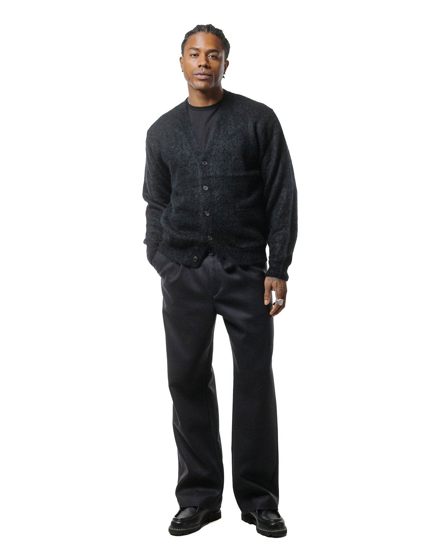 lost & found Batoner Batoner Pure Mohair V Cardigan Black